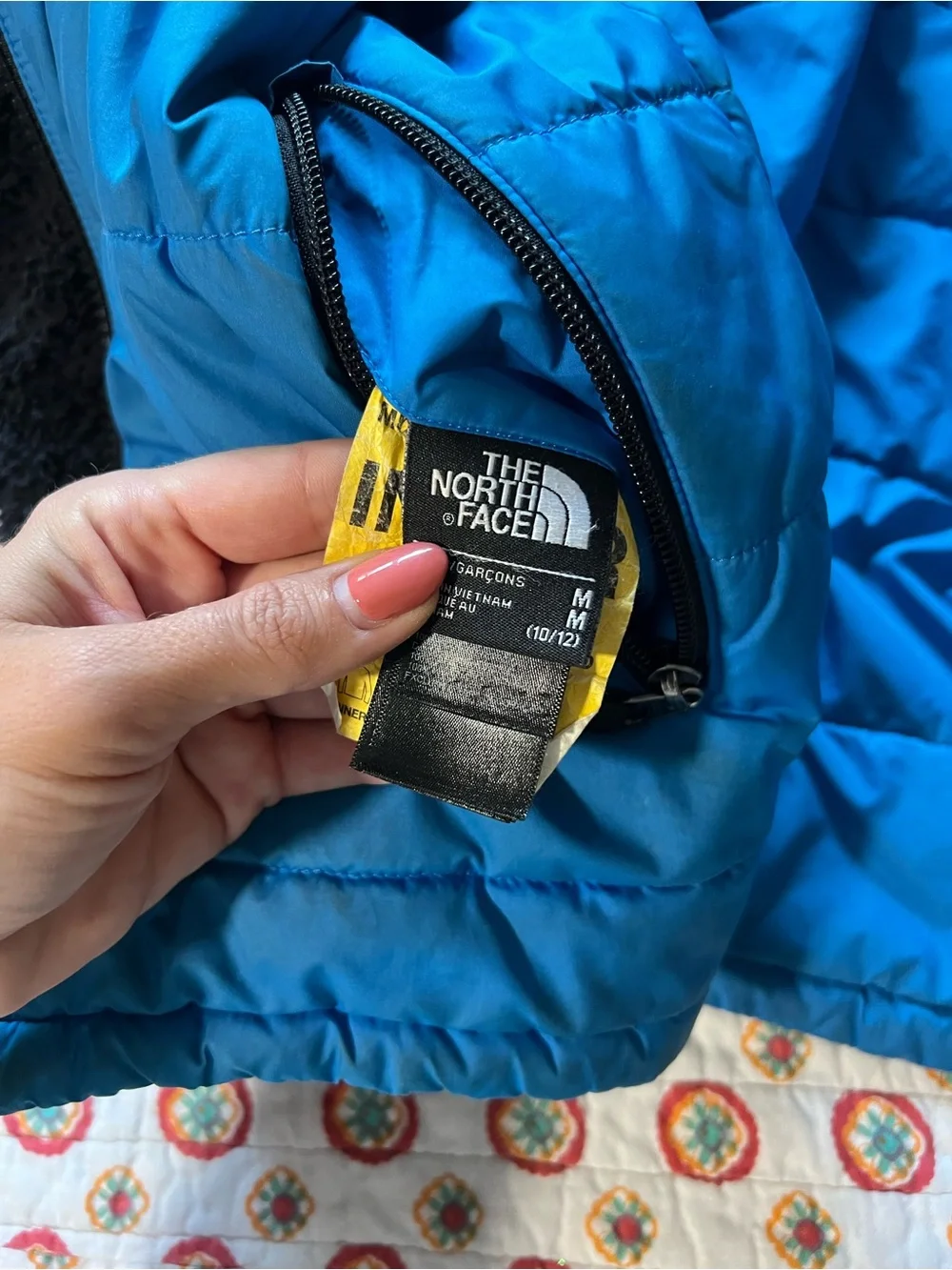 Boy’s Reversible The North Face Blue Black Fleece Puffer Coat size 10/12